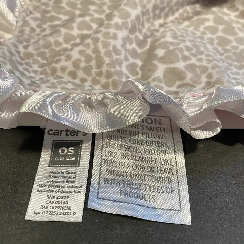 Carter's Leopard Pink Elephant Security Blanket Ruffled Satin Baby 14